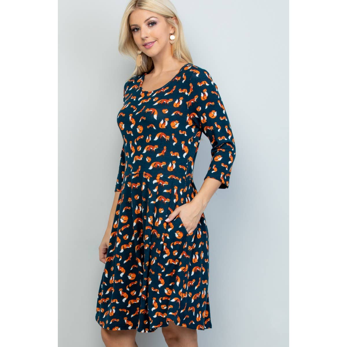 Fox Print Winter Tunic Dress