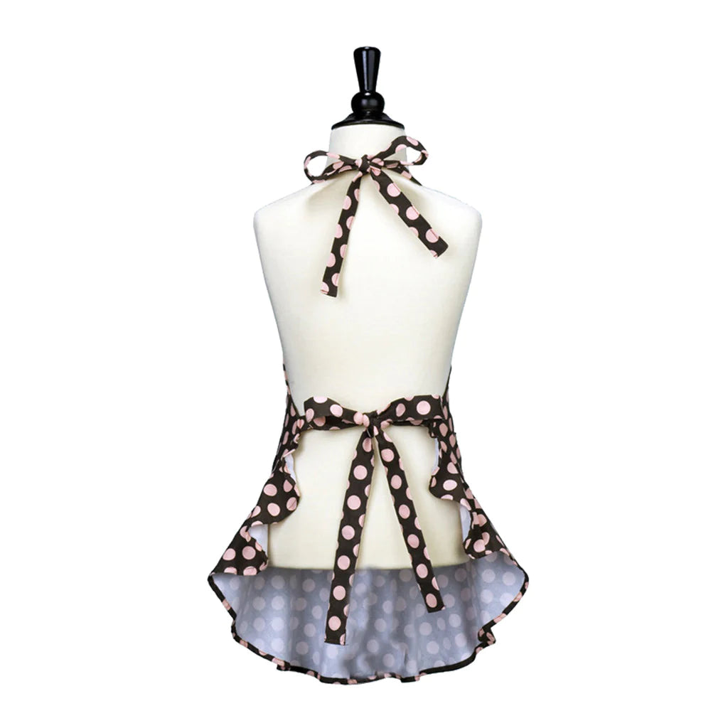 VIntage Inspired Child's Apron Brown/Pink Polka Dots