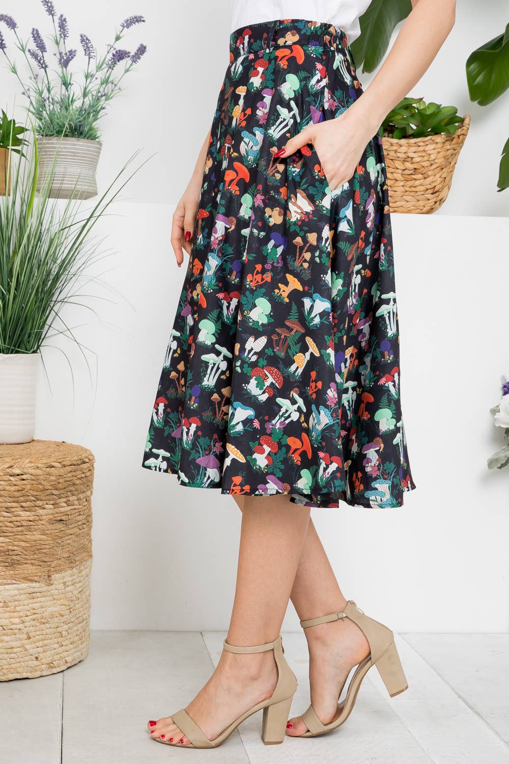 Garden Of Mushroom Print Skirt