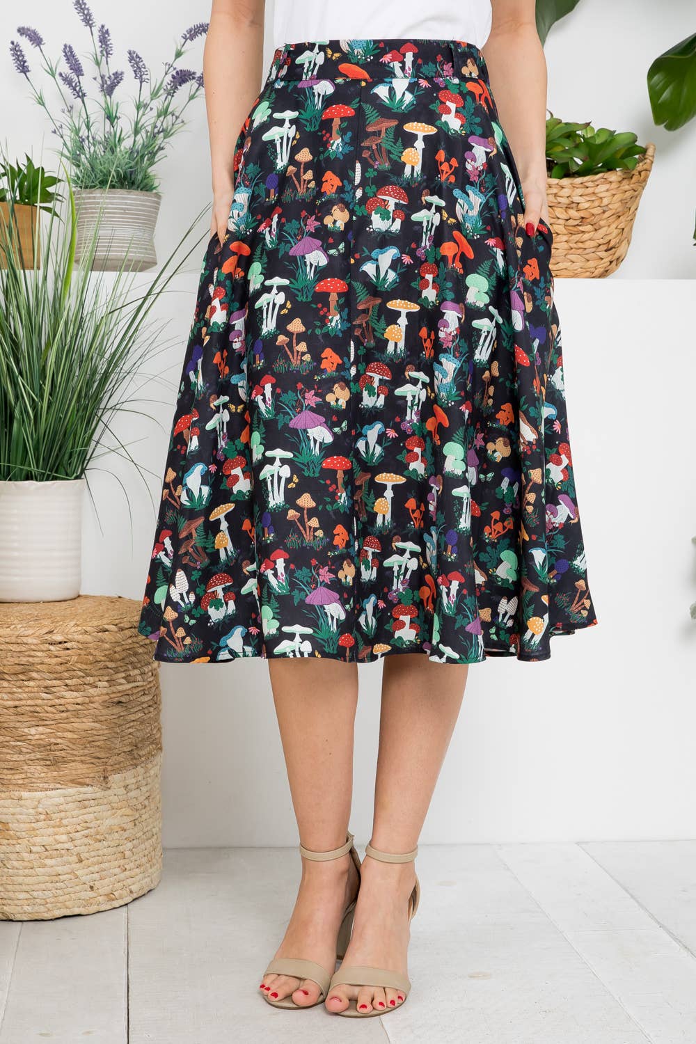 Garden Of Mushroom Print Skirt