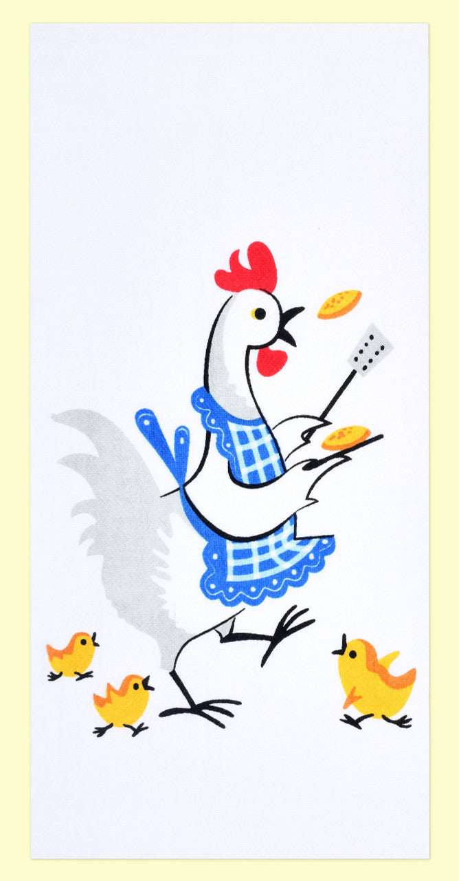 Retro Kitchen Towel - Flipping Chicken