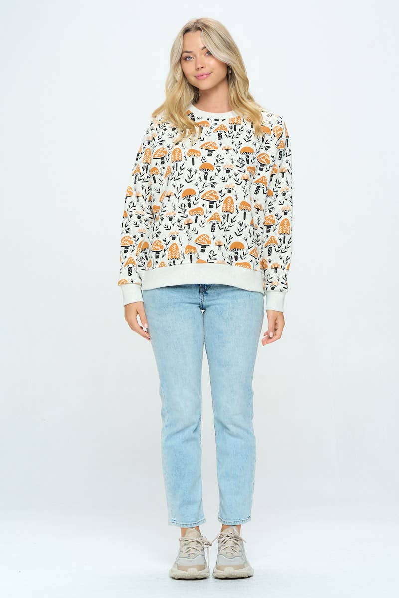 Brown Mushroom Print SweatShirt