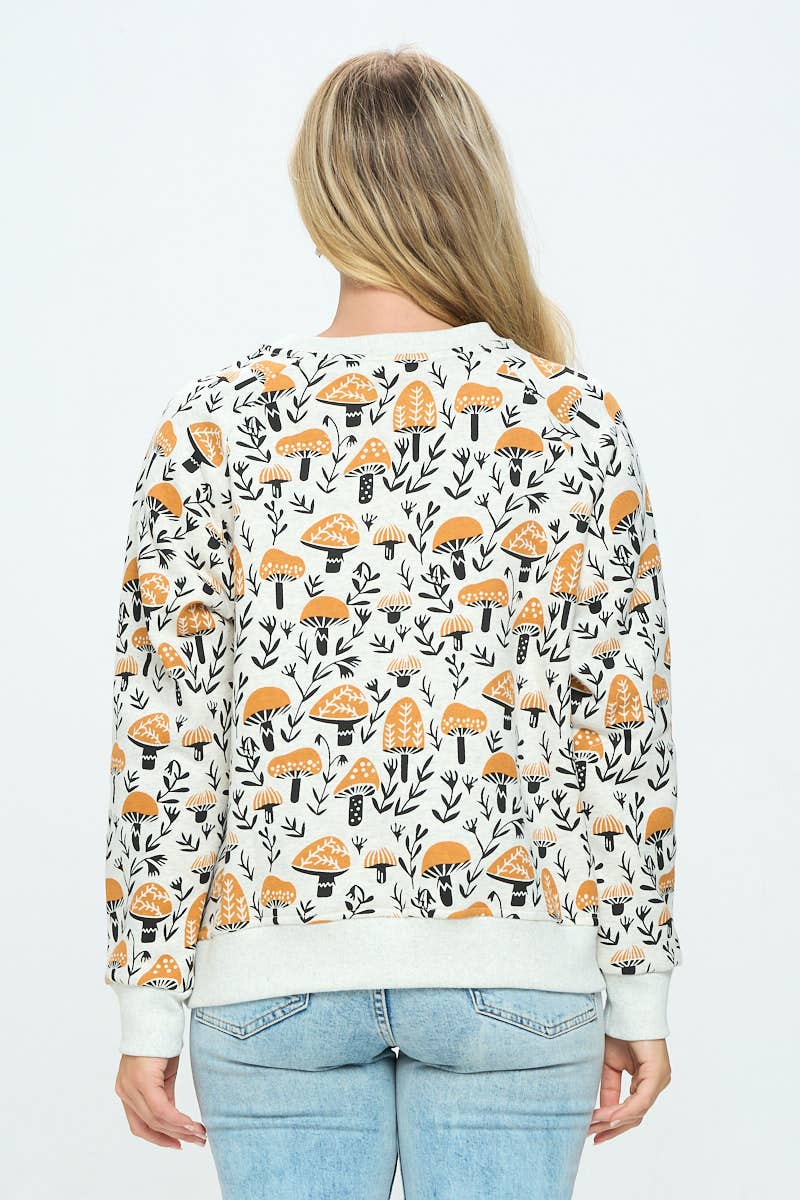 Brown Mushroom Print SweatShirt