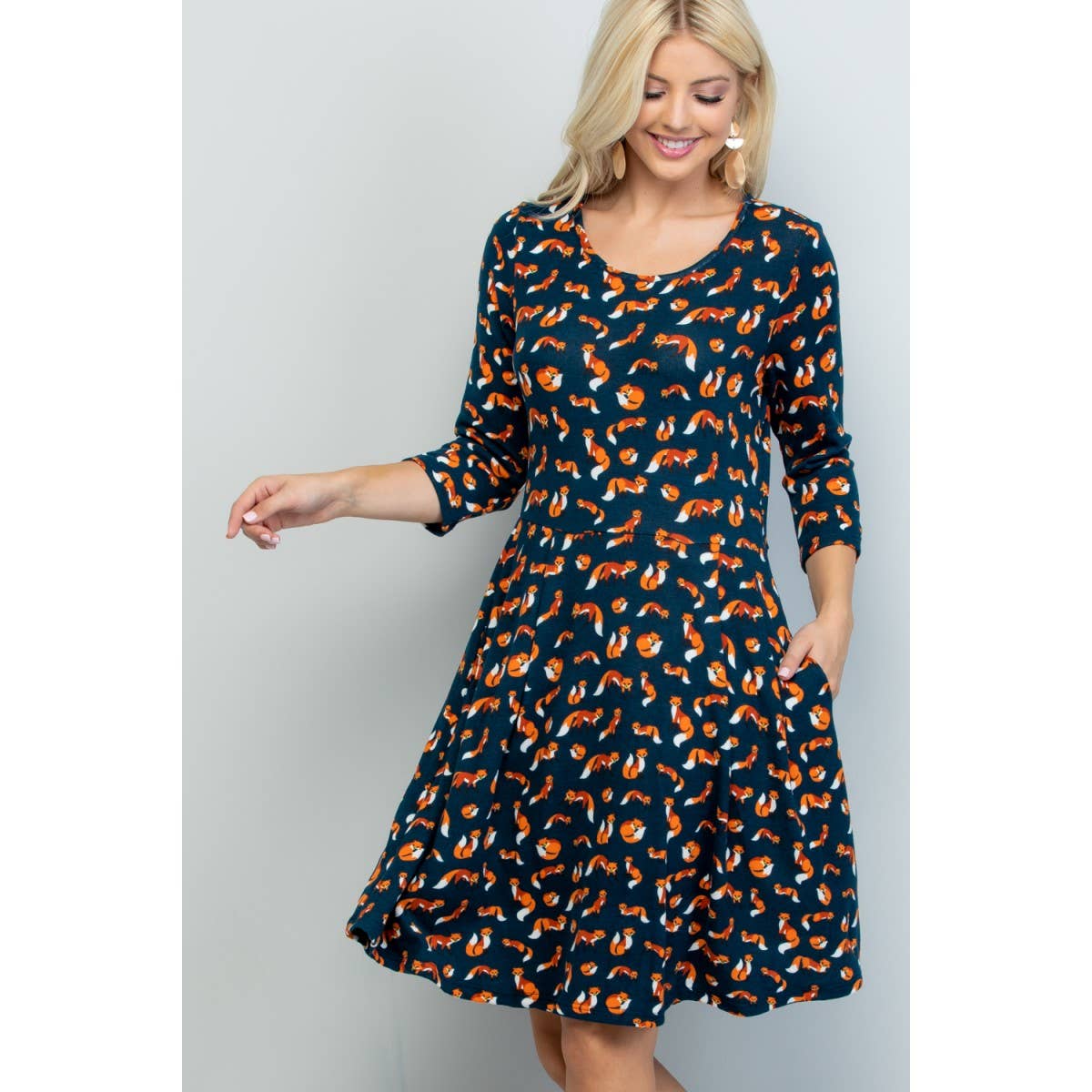 Fox Print Winter Tunic Dress