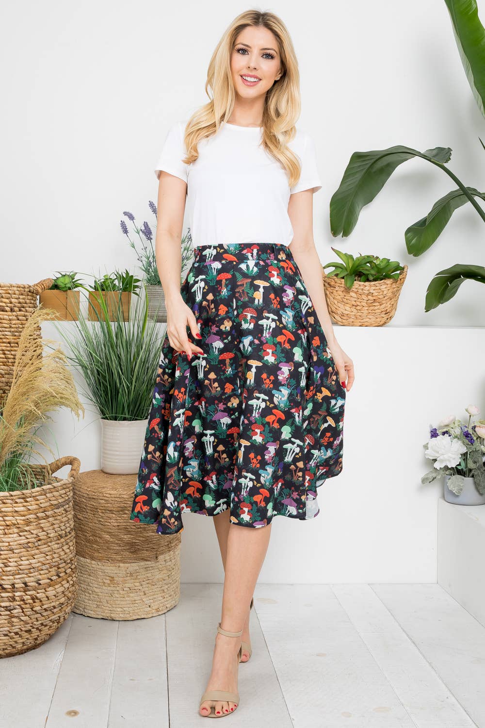 Garden Of Mushroom Print Skirt