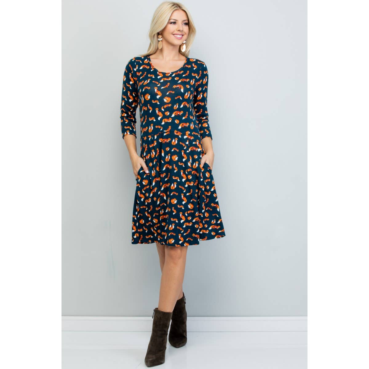 Fox Print Winter Tunic Dress Paisley Skye Fox Print Winter Tunic Dress Paisley Skye
