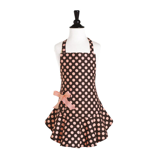 VIntage Inspired Child's Apron Brown/Pink Polka Dots