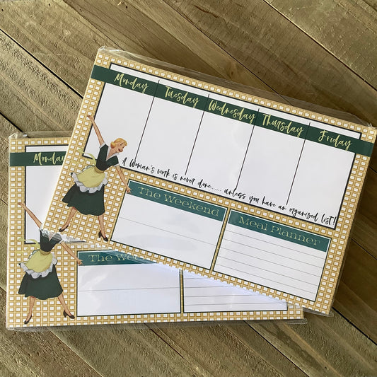 Retro Meal Planning Calender Pad