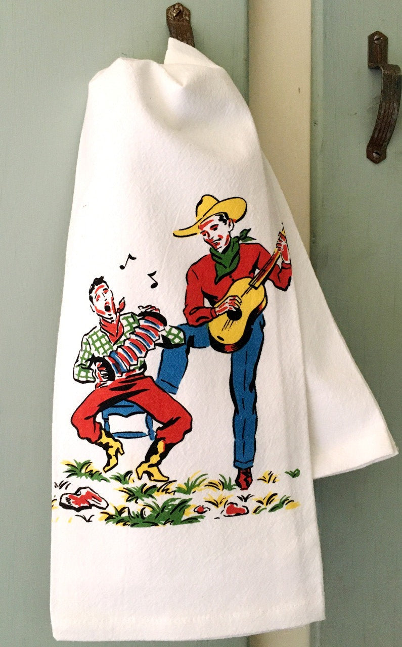 Retro Kitchen Towel - Singing Cowboys