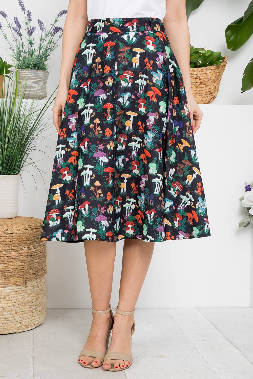 Garden Of Mushroom Print Skirt