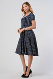Millie Swing Dress in Navy Polka Dot