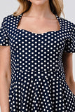 Millie Swing Dress in Navy Polka Dot