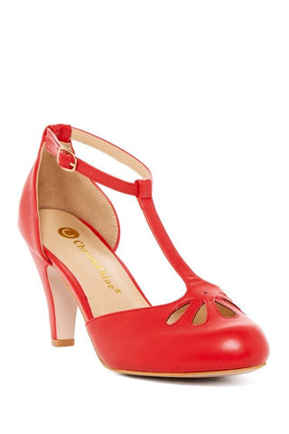 Lila T-Strap Shoe - Red
